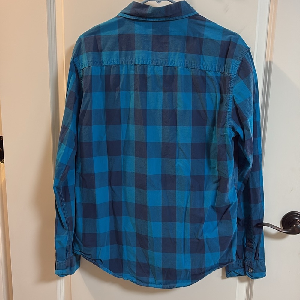 AEROPOSTALE Blue Plaid Men's Button-Up Shirt - Picture 3 of 8